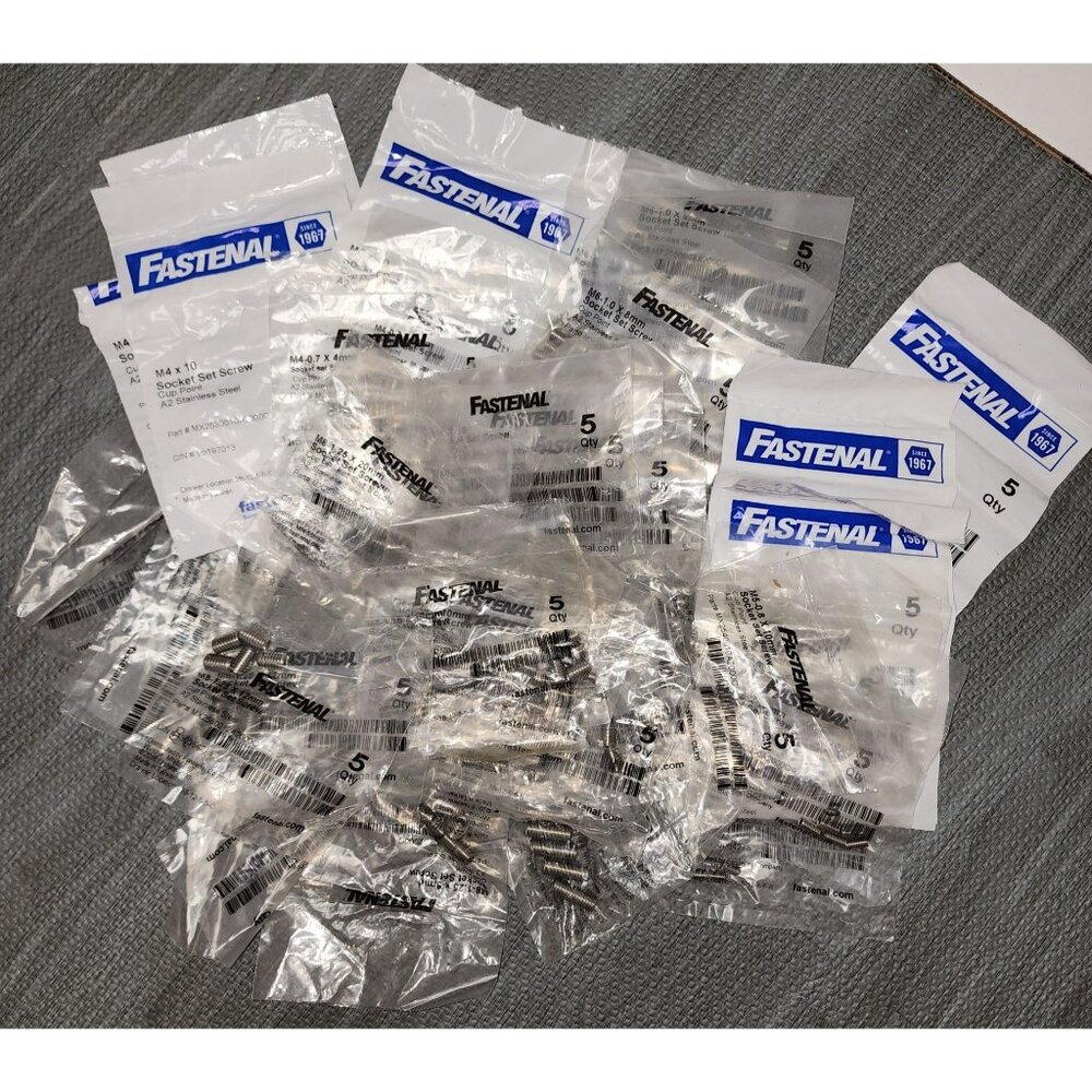 NEW Fastenal Socket Set Screw Lot of 43 Sealed Bags Multiple Sizes Hardware